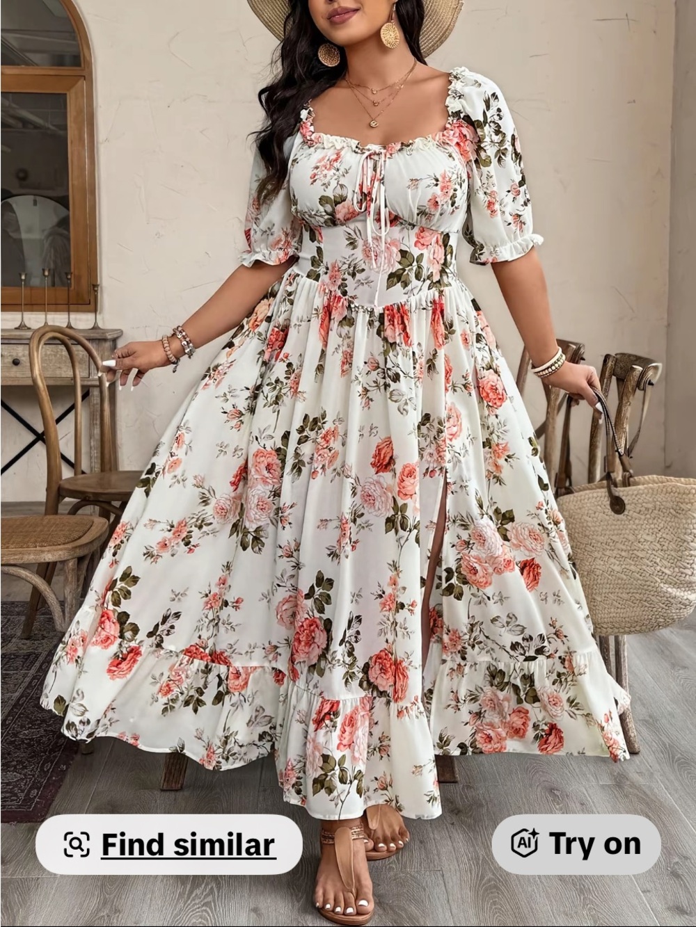 Women’s plus size floral print midi dress
